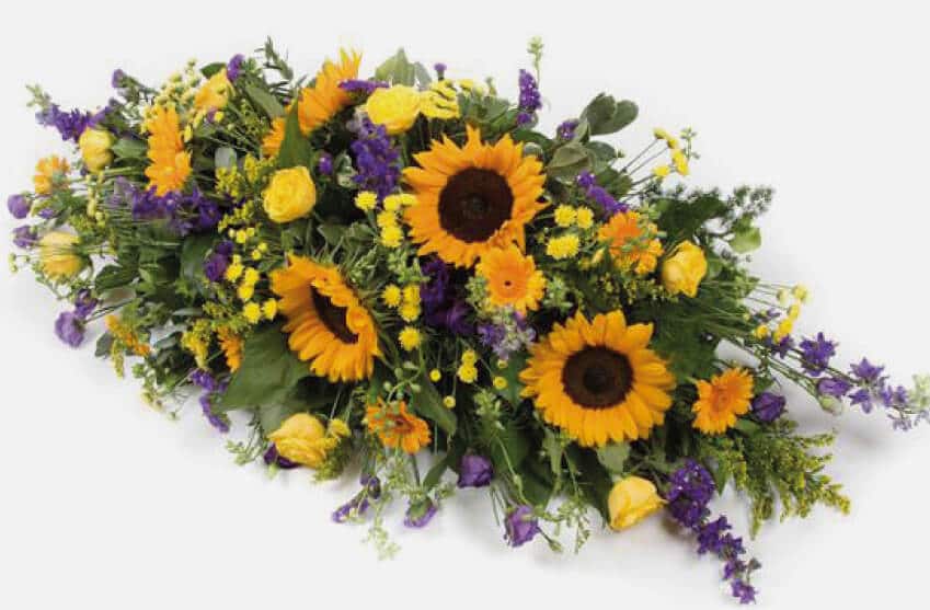 Sunflower coffin spray