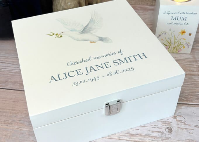 white memorial box keepsake